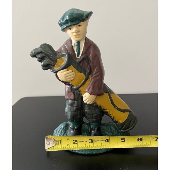 Vintage 8.5"Cast Iron Golf Caddy Doorstop Bookend Figure - Picture 6 of 6